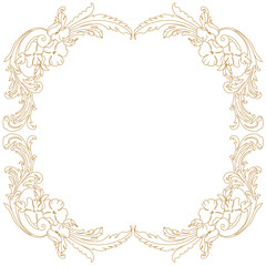 Golden Vintage baroque frame, ornament. Vector.