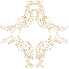 Golden Vintage baroque frame scroll ornament. Vector.