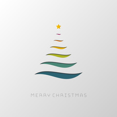 Abstract stylized Christmas tree made by lines. Flat design.