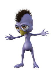 3D rendering illustration of cute little cartoon duckling