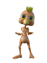 3D rendering illustration of cute little cartoon duckling