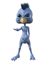 3D rendering illustration of cute little cartoon duckling