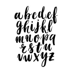 Modern hand written calligraphy alphabet. Educational poster. .