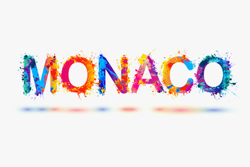 Monaco. Word of splash paint letters