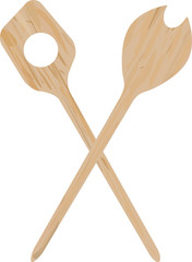 wooden spoons, kitchen utensils vector illustration,