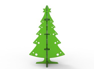 3d illustration of green xmas pine tree. isolated on white background