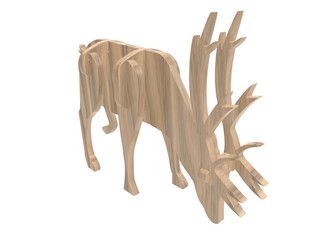 3d illustration of  wooden deer toy. isolated on white background