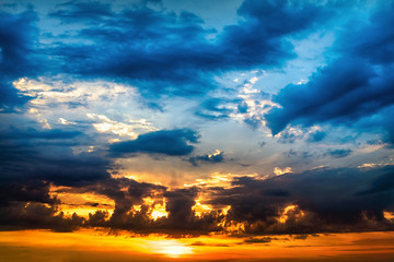 Beautiful sunset sunrise sky with clouds