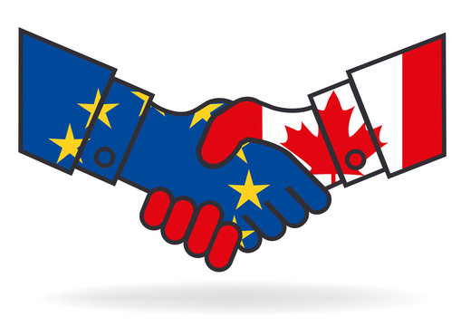 Poign&eacute;e de mains - Europe Canada - Accord - Libre &eacute;change