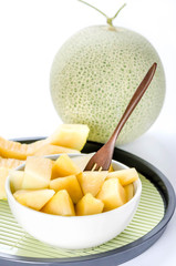 cut cantaloupe melon