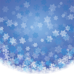 Winter blue background with fallen snowflakes. Vector illustrati