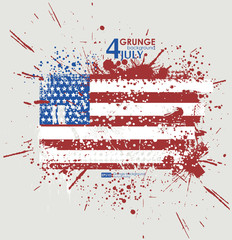 July fourth. Grunge background vector. Grunge print for t-shirt. Abstract dirt backgrounds texture. Grunge banner with an inky dribble strip with copy space. Background Grunge American flag for party