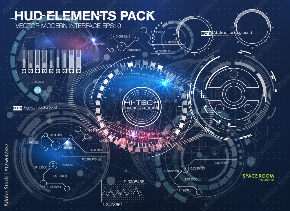 Wall mural infographic elements. futuristic user interface hud ui ux. abstract background with connecting dots 