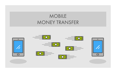 Vector line icon mobile money transfer