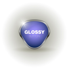 Web button on white background, vector illustration. Silver shiny modern element. Vector design elements sticker. Glossy download button, speech with shadow.