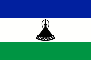 eps 10 vector Lesotho flag. Kingdom of Lesotho flat style flag with stripes and emblem