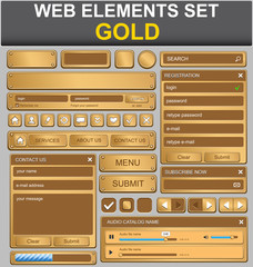Web design elements set. Gold