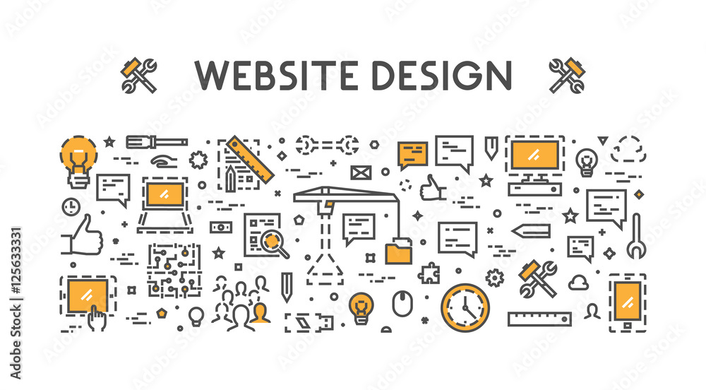 Poster vector line concept for website design