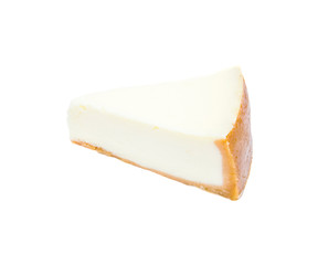 Slice of new york cheesecake isolated on white background. Sweet Dessert.