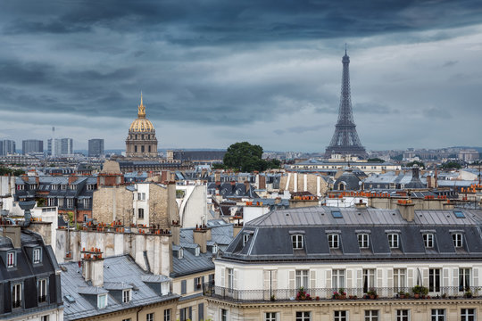 City skyline with Eiffel Tower, Paris, France