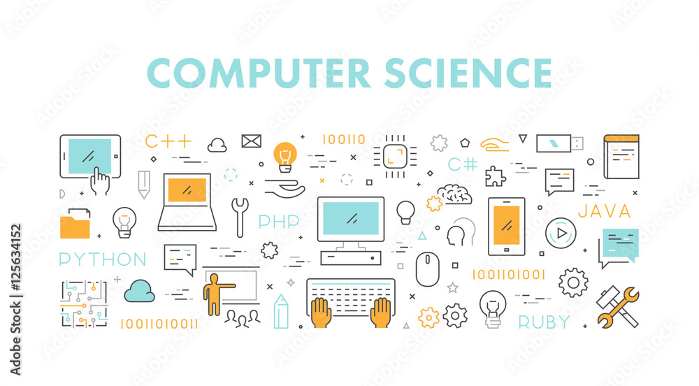 Fototapete Line web concept for computer science