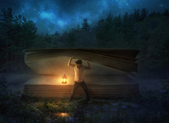 Finding a large Bible at night