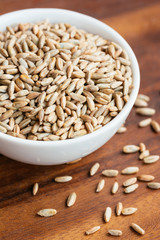 Rye grains in a small bowl