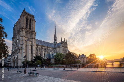 Notre Dame at Sunrise, Paris, France бесплатно