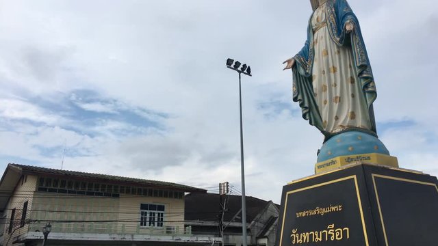 Tilt up on Saint Mary at Roman Catholic Diocese, Thailand.