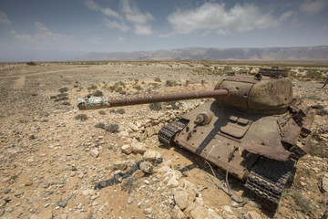 old tank on the beach of Socotra in Yemen