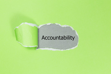 Accountability word written under torn paper. - obrazy, fototapety, plakaty