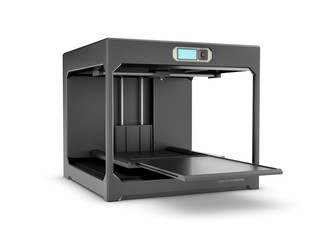 Fototapeta premium Rendering of black desktop 3d printer isolated on the white background.