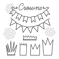 Set of vector black and white elements for party and Birthday