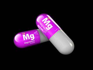 illustration of Magnesium mineral. Glossy drop pill capsule and vitamin complex. Healthy life medical dietary supplement.