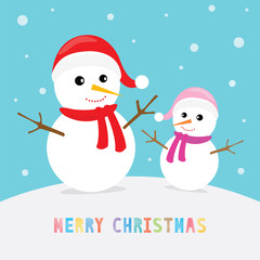 Snowmen with Merry Christmas text