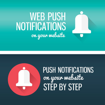 Notifications call icon with bell and title. Banner for you blor, website. Modern vector design element on white background, flat outline design.