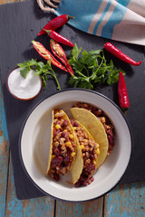 Tacos with chili con carne
