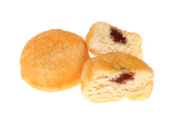 Jam donuts on white