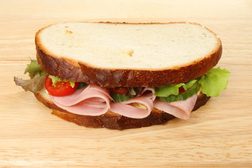 Sandwich on chopping board