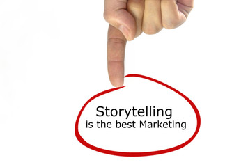 Hand writingStorytelling is the best Marketing with marker.