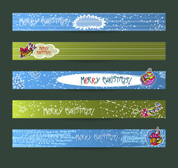 Set of christmas banner. Template for web design. A collection of holiday backgrounds. Doodle. Hand drawing.  EPS file is layered, clipping masks.