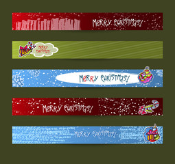 Design Templates Merry Christmas banner. Red, blue, green pattern background for web, clipping masks.