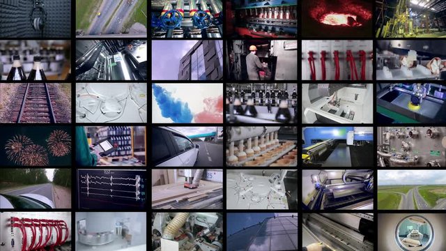 Multichannel display of industrial, medical, transportation footages 4K