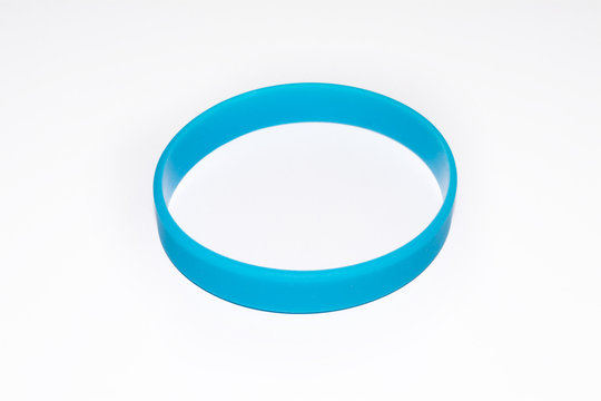 Blue Rubber Bracelet. Silicone Fashion Round Social  Wear