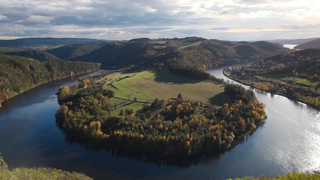 Famous meander  on Vltava river, Stechovice dam, Czech Republic