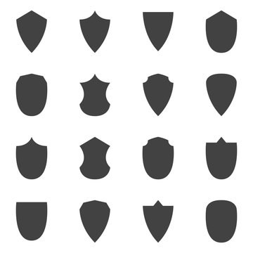 Vector Black Shields set on white background