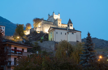 Fototapeta na wymiar Savoy castle, a stronghold of the Rock at Night