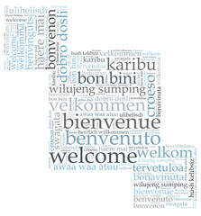 Fototapeta na wymiar Welcome in different languages word cloud