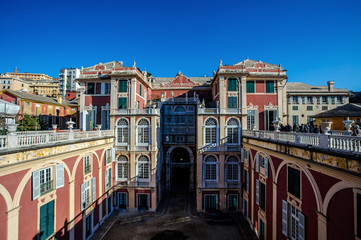 Fototapeta na wymiar GENOA, ITALY, FEBRUARY 01, 2015: Courtyard of Palazzo Reale in Genoa, Italy, the Real Palace (Palazzo Reale) in Genoa. Liguria, Italy, Europe