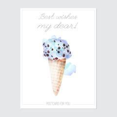 Ready postcard with ace cream
